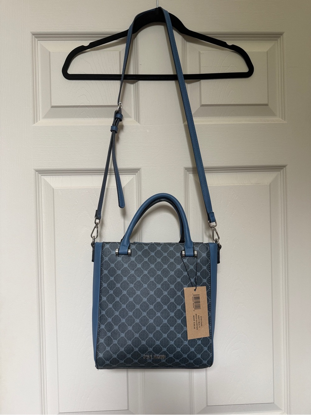 Steve Madden Blue Patterned Satchel with Adjustable Strap